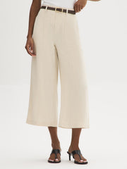 Linen Blend Culotte Pants