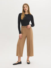 Belted Crepe Gaucho Pants