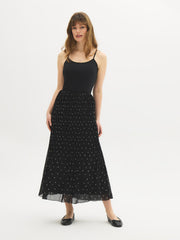 Polka Dot Pleated Chiffon Skirt