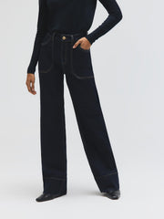 Cotton-Blend Straight Leg Jeans