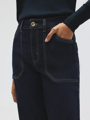 Cotton-Blend Straight Leg Jeans