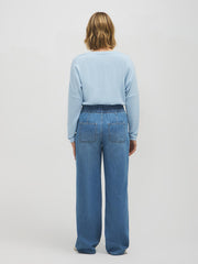 Elastic Waist Wide-Leg Jeans