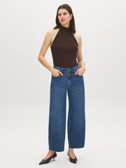 Cotton-Blend Barrel Jeans