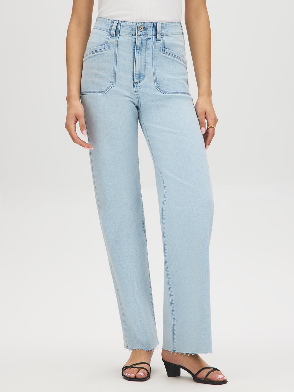 Cotton-Blend Raw Edge Jeans