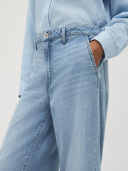 Cotton-Blend Wide-Leg Jeans