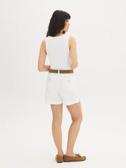 Cotton-Blend Belted Shorts
