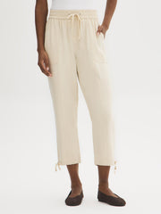 Drawstring Twill Capri Pants