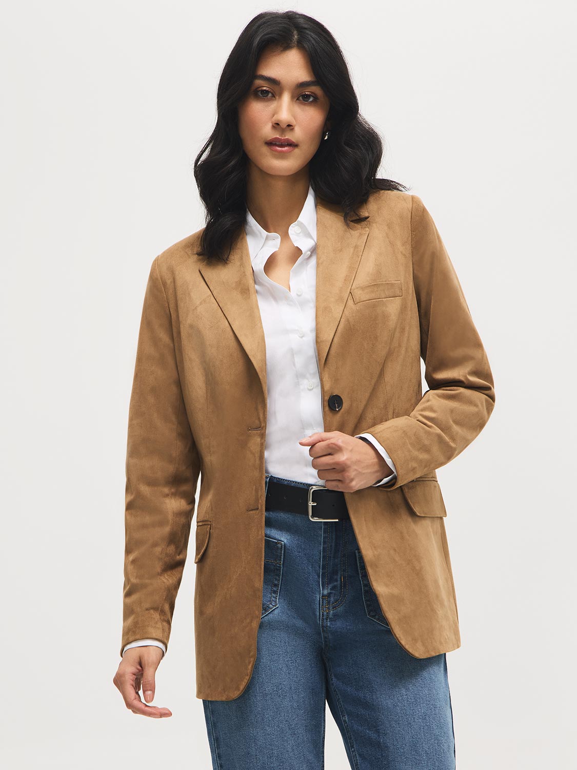 Faux Suede Blazer