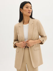 Open-Front Crepe Blazer