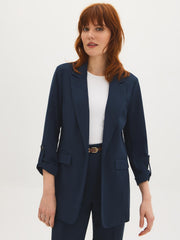Open-Front Crepe Blazer