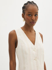 Striped Linen-Blend Vest