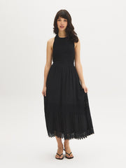 Lace Trim Tiered Maxi Skirt