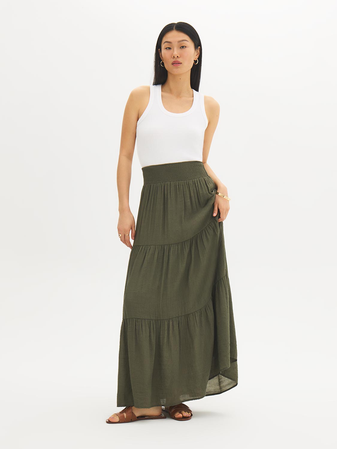 Tiered Smocked Maxi Skirt