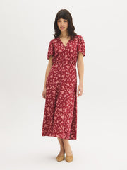 Floral Print V-Neck Midi Dress