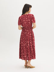 Floral Print V-Neck Midi Dress