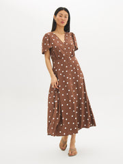 Polka Dot V-Neck Midi Dress
