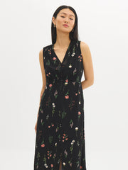 Floral V-Neck Smocked Midi Dress