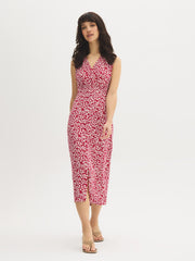 Printed V-Neck Smocked Midi Dress