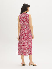 Printed V-Neck Smocked Midi Dress