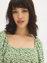 Printed Smocked Midi Dress