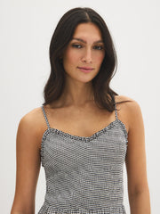 Gingham Tiered Chiffon Dress