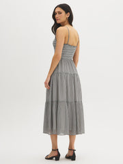 Gingham Tiered Chiffon Dress