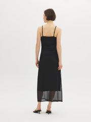Leaf Print Mesh Midi Dress