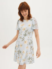 Floral Flutter Sleeve Mini Dress
