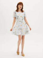 Floral Flutter Sleeve Mini Dress