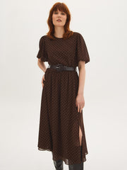 Polka Dot Chiffon Midi Dress