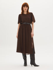 Polka Dot Chiffon Midi Dress