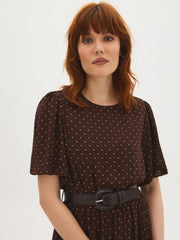 Polka Dot Chiffon Midi Dress