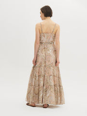 Paisley Tiered Chiffon Maxi Dress