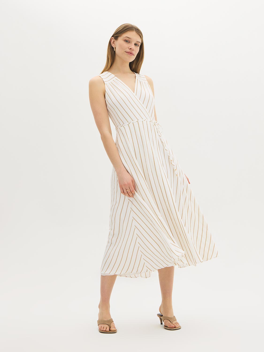 Striped Fit & Flare Midi Dress