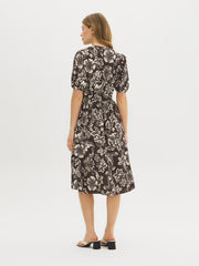Printed Button-Front Midi Dress