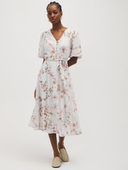 Floral Print Chiffon Midi Dress