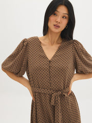 Polka Dot Chiffon Midi Dress