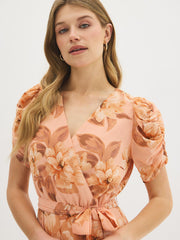 Printed Wrap-Front Midi Dress