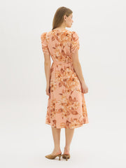Printed Wrap-Front Midi Dress