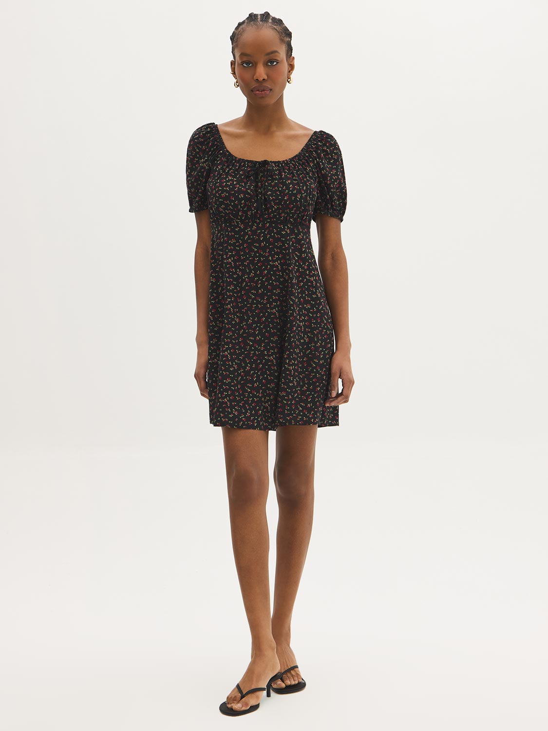 Ditsy Print Puff Sleeve Mini Dress