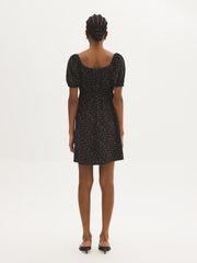 Ditsy Print Puff Sleeve Mini Dress