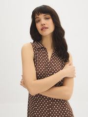 Sleeveless Polka Dot Mini Shirt Dress
