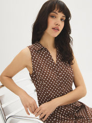 Sleeveless Polka Dot Mini Shirt Dress