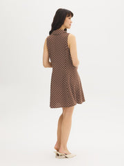 Sleeveless Polka Dot Mini Shirt Dress