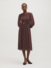 Smocked Floral Chiffon Midi Dress
