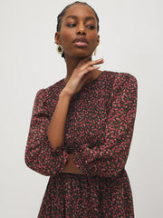 Smocked Floral Chiffon Midi Dress