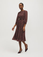 Smocked Floral Chiffon Midi Dress