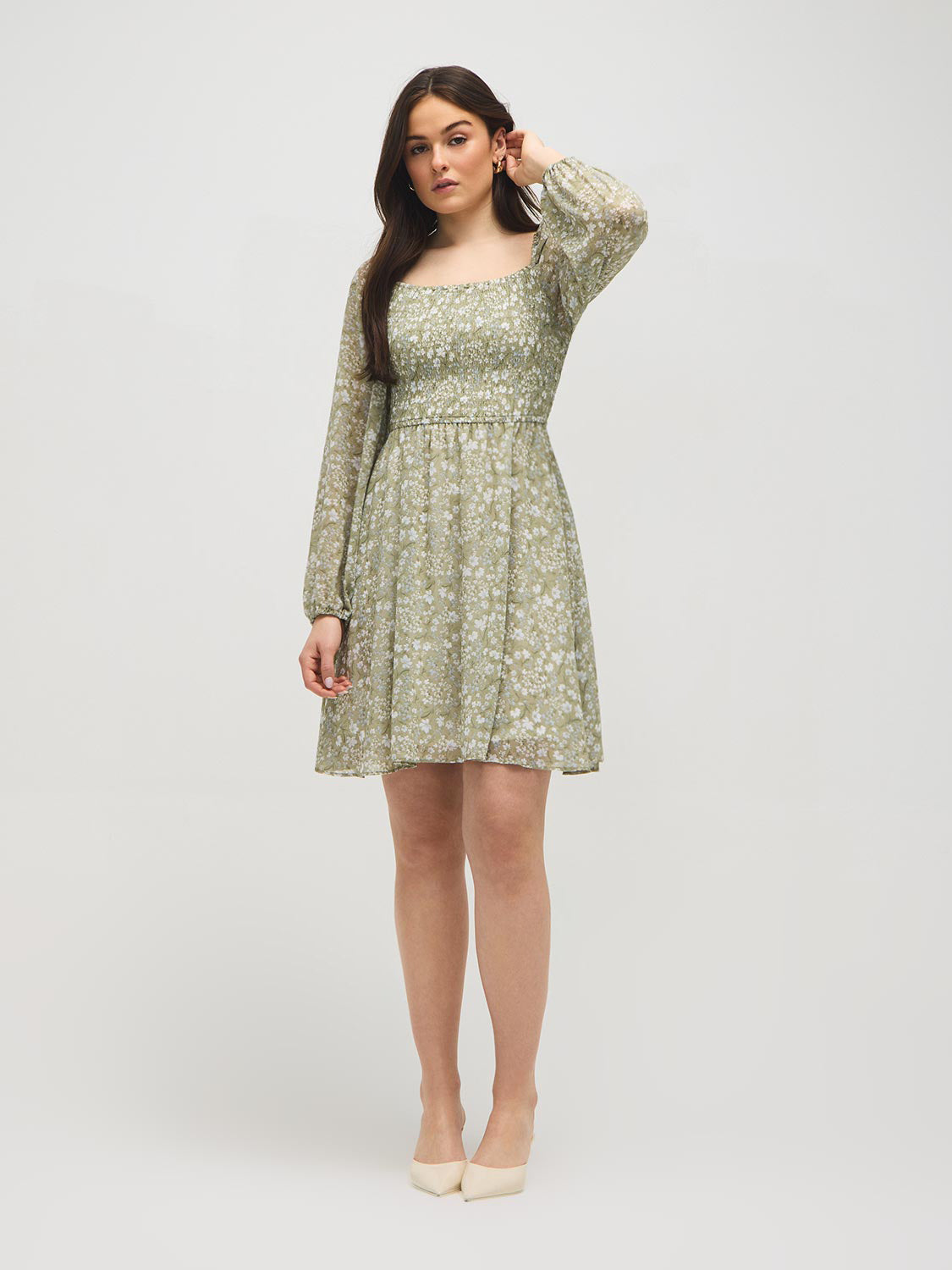 Floral Print Smocked Mini Dress