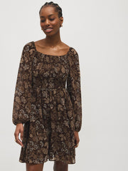 Printed Smocked Mini Dress