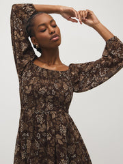 Printed Smocked Mini Dress